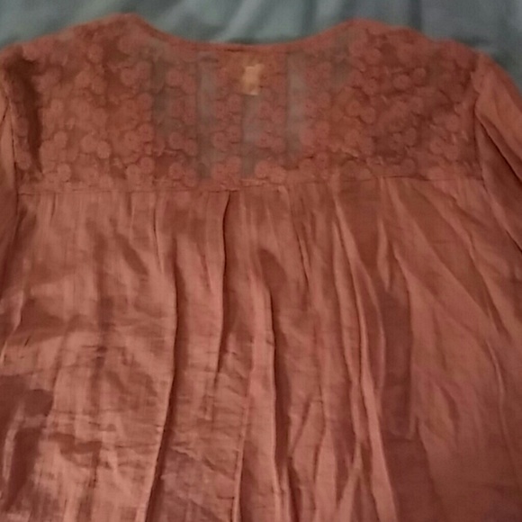 M ladies Style & Co. pink rosy BOHO TOP long sleeve & flowing - Picture 5 of 8